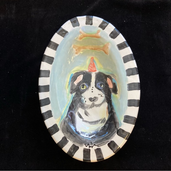 Handmade Ceramic Oval Serving Tray “Dog Dreams ” 12”x8”Original Design - Picture 2 of 13